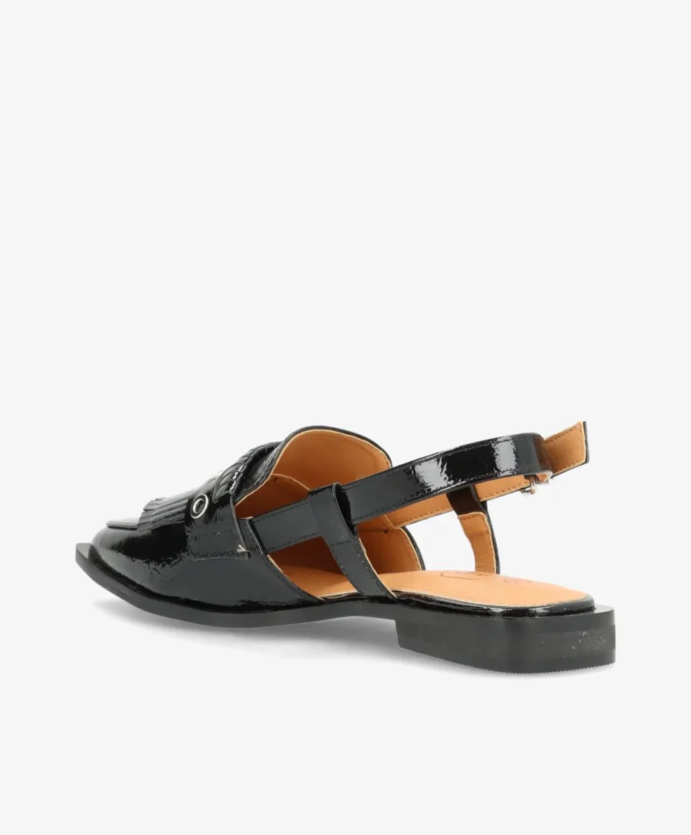 Shoecobay - Sort Vegan lak - Slingback sko Dame - Bild 4
