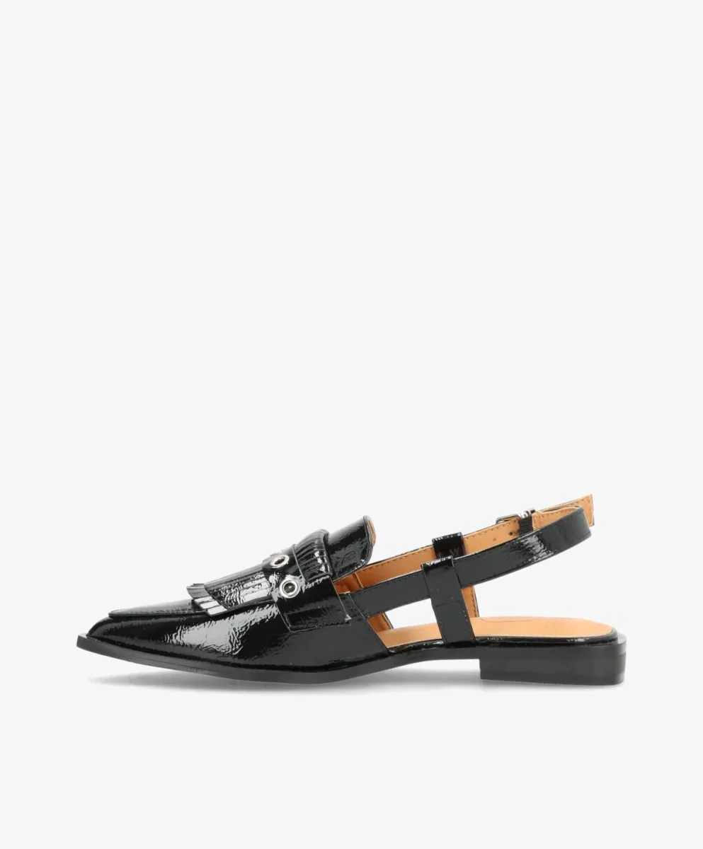 Shoecobay - Sort Vegan lak - Slingback sko Dame - Bild 5