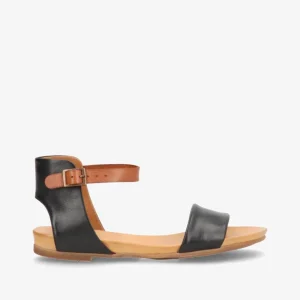 ANNIKA - Sort/brun læder - Flade sandaler