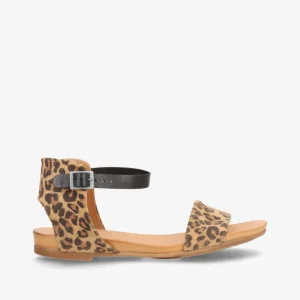 ANNIKA S - Leopard/sort ruskind - Flade sandaler
