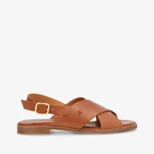 NICOLA - Mellembrun læder - Flade sandaler