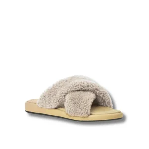 Apair Beige Shearling Sandal
