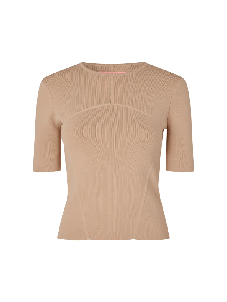 Beige Tina Custommade Slim Fit T-shirt - Bild 4