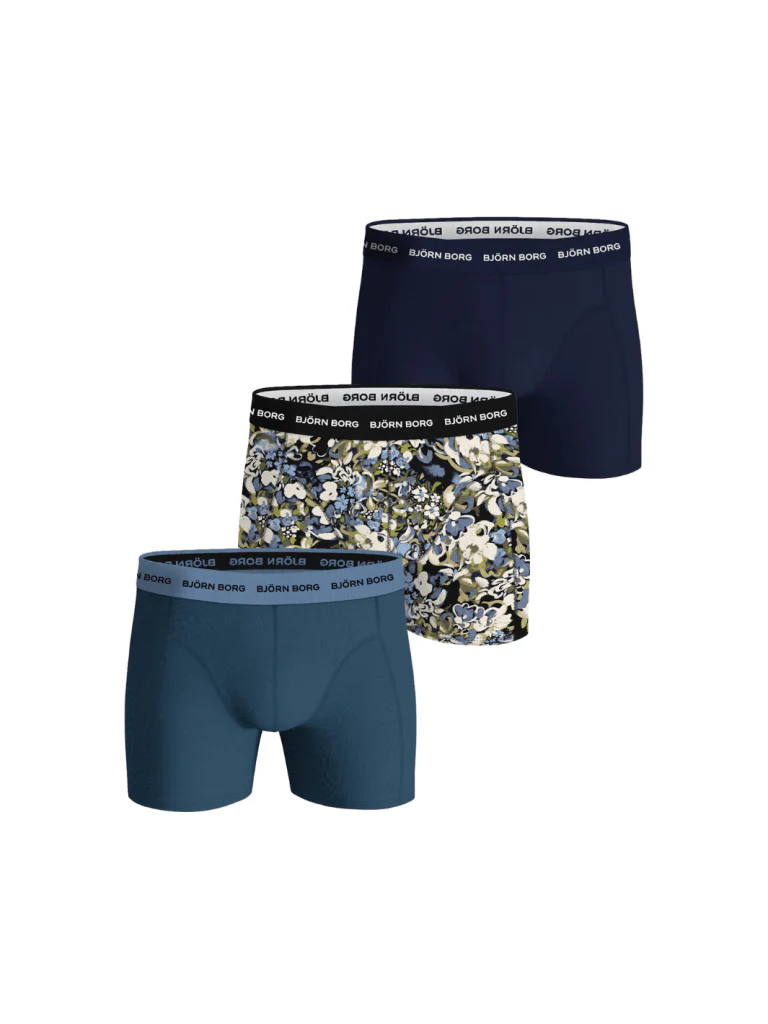Björn Borg 3-Pack Boxer Shorts Blå - Mønster
