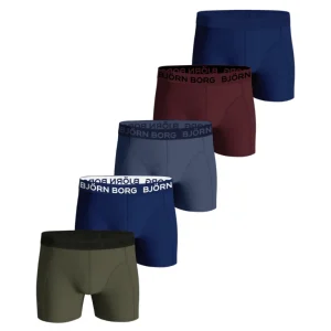 Björn Borg 5-pack Drenge Boxershorts Blå Bordeaux Og Grøn