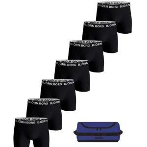 Björn Borg 7-Pack Sorte Boxer Shorts Med Toilettaske