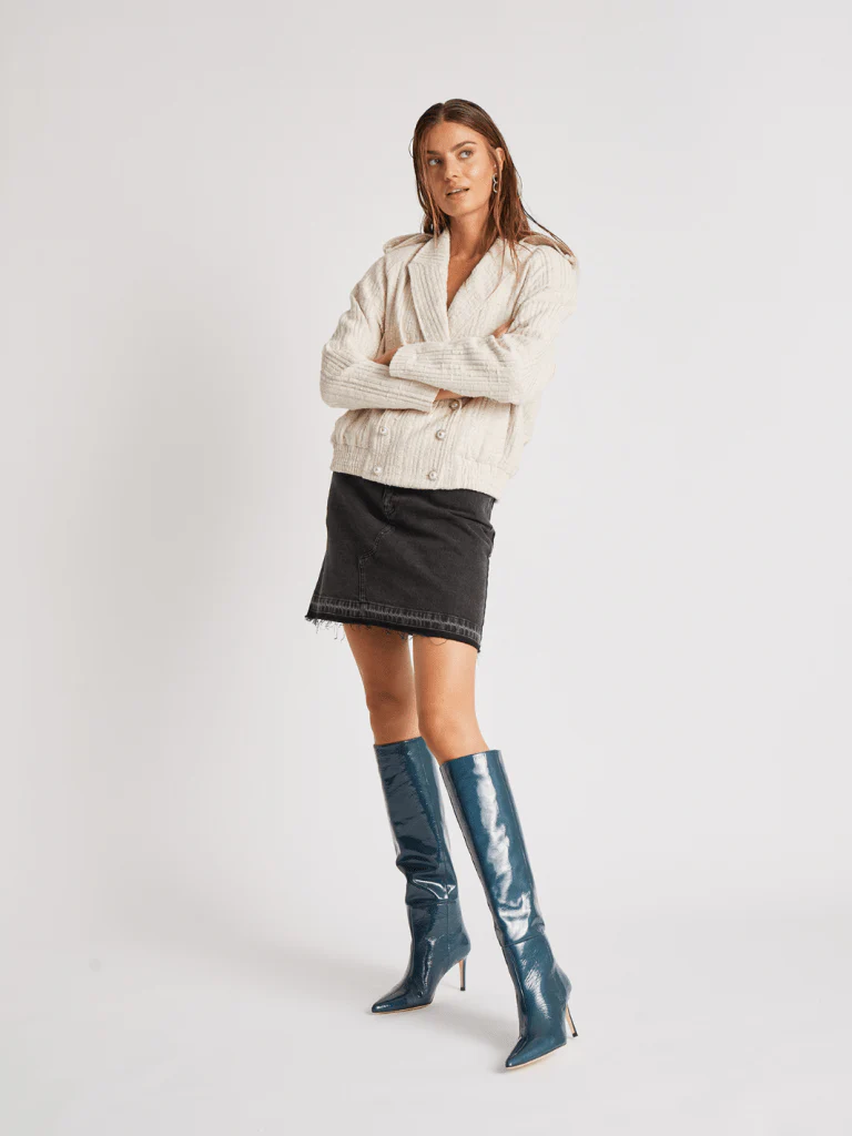 Blå Lång Custommade Alia Boot Med Glitter Effekt