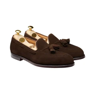 Cavendish Tassel Loafer, Dark Brown Calf Suede, Crockett & Jones