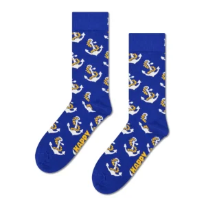 Happy Socks Blå Anker Strømpe Til Ham