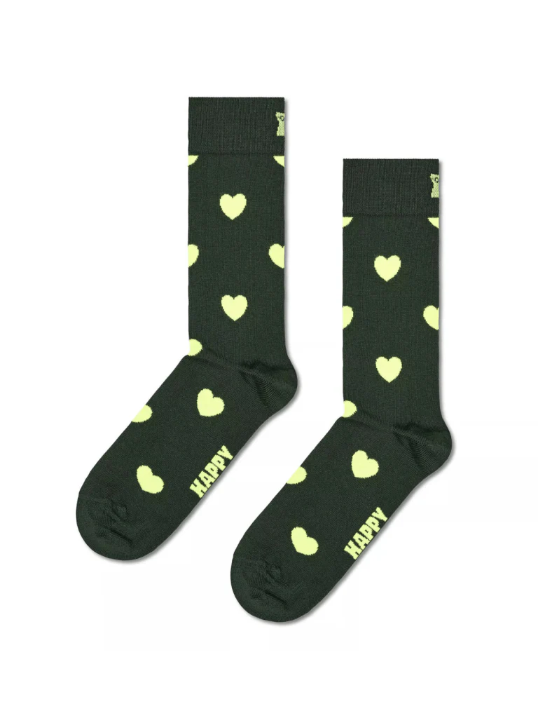 Happy Socks Mørkegrøn Strømpe Med Hjerter
