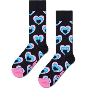 Happy Socks Sort Hjerte Strømpe Til Ham