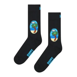 Happy Socks Sort Palme Strømpe Til Ham