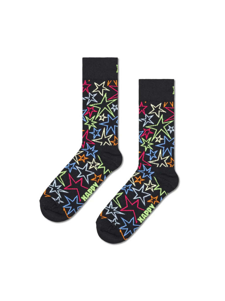 Happy Socks Sort Stjerne Strømpe Til Ham