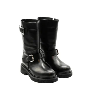 Svart Apair Biker Boot Med Silver Spännen