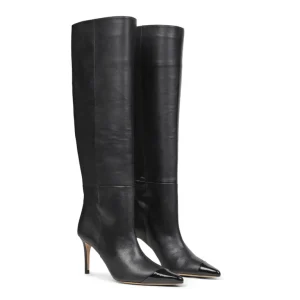 Svart Lång Custommade Alia Boot i Slät Läder