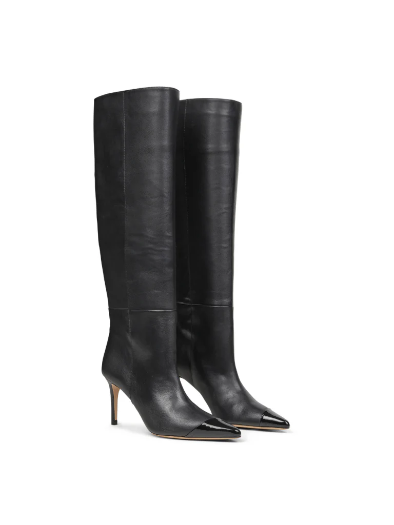 Svart Lång Custommade Alia Boot i Slät Läder
