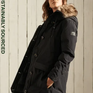 Svart Superdry Parka vinterjacka med huva