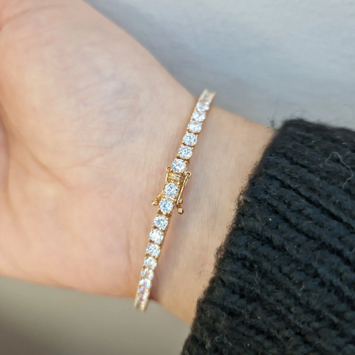 Tennisarmband med kristaller 18k guld - Bild 4