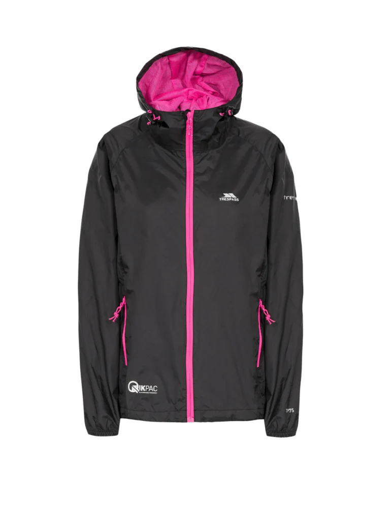 Trespass Sort Qicpac Dameregnjakke